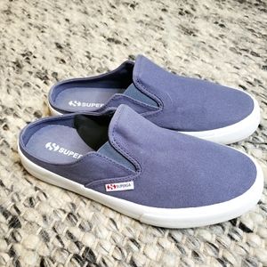 Superga Blue Canvas Slip On Mule Sneakers Size 7